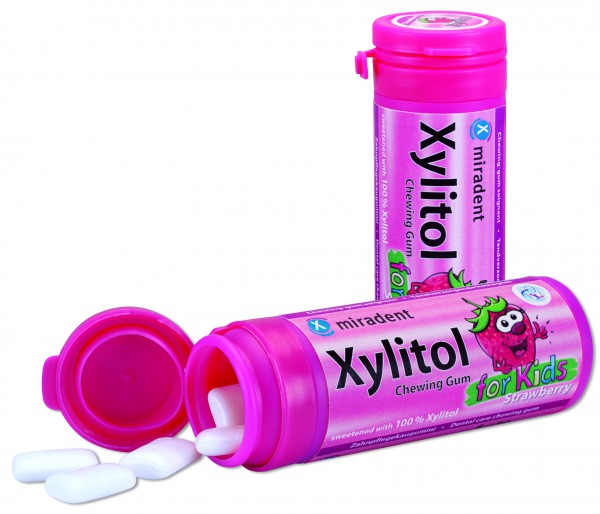 Xylitol Chewing Gum for Kids Erdbeere, Dose 30 Stück